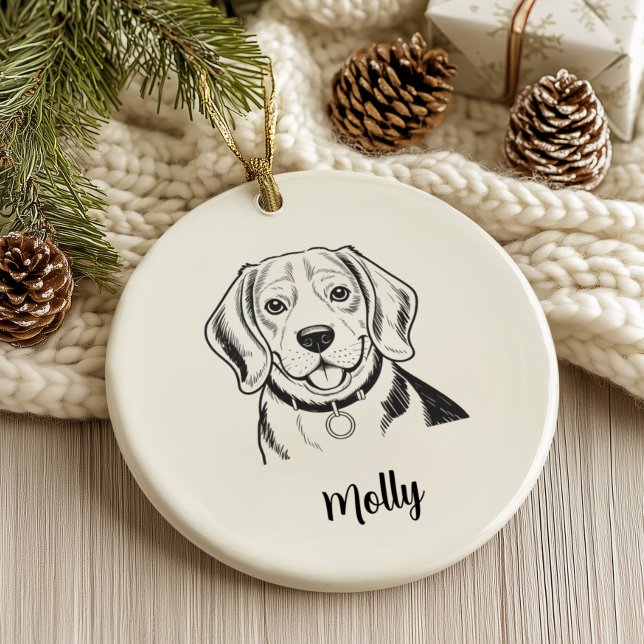 Personalized Beagle Dog Christmas Ceramic Ornament (Creator Uploaded)