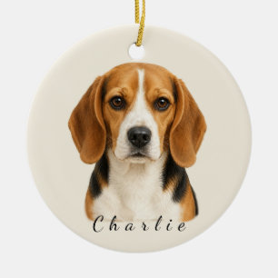Personalized Beagle Dog Ornament with Custom Name