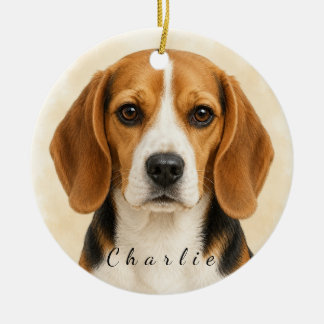 Personalized Beagle Dog Ornament with Custom Name