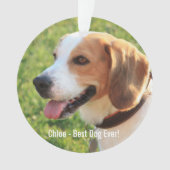 Personalized Beagle Dog Photo and Dog Name Ornament (Front)