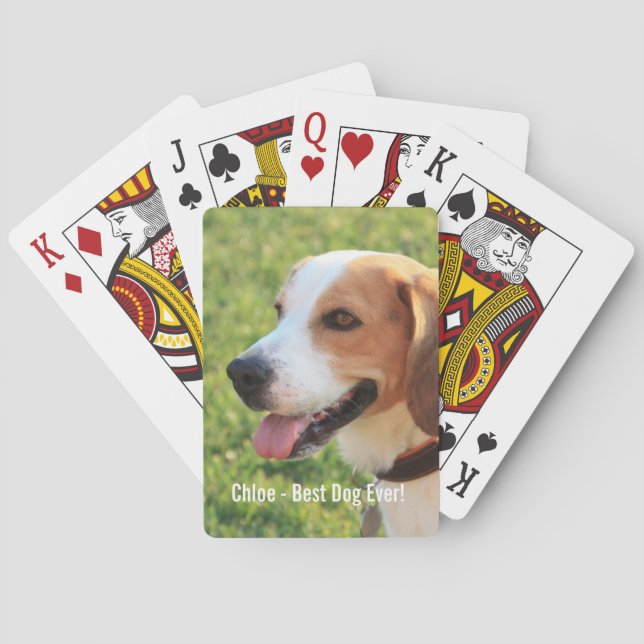 Personalized Beagle Dog Photo and Dog Name Playing Cards (Back)