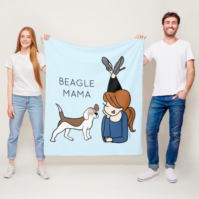 Personalized Beagle Mama  Fleece Blanket (In Situ)