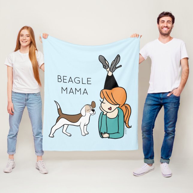 Personalized Beagle Mama  Fleece Blanket (In Situ)