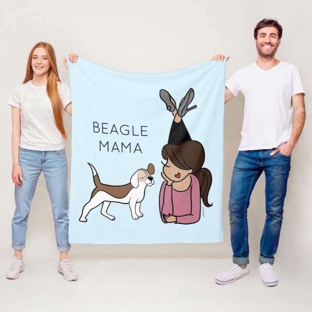Personalized Beagle Mama  Fleece Blanket (In Situ)