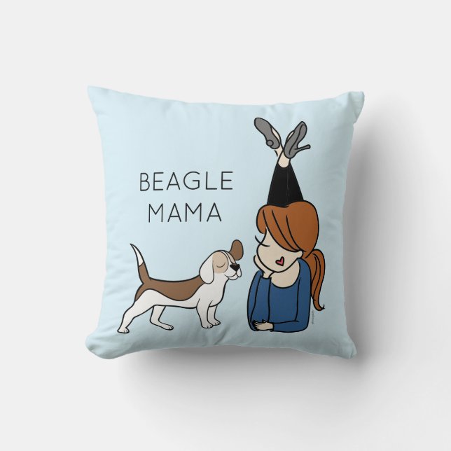 Personalized Beagle Mama  Throw Pillow (Front)