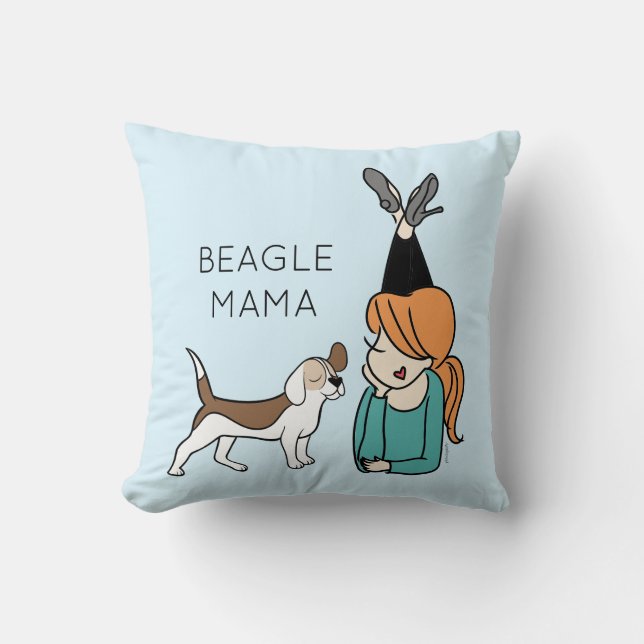 Personalized Beagle Mama  Throw Pillow (Front)