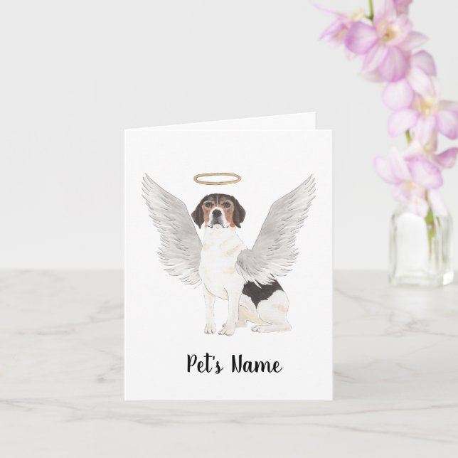 Personalized Beagle Sympathy Memorial Card (Orchid)
