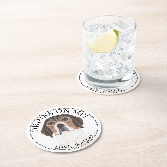 Personalized Beagle Wedding Round Paper Coaster (Insitu)