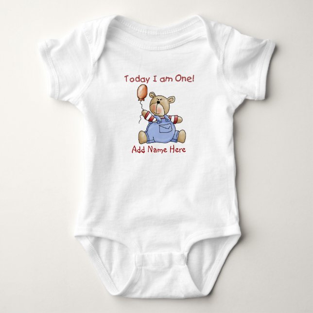 Personalized Bear 1st Birthday Bodysuit and Tshirt (Front)