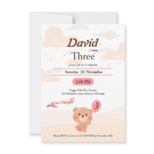 Personalized Bear Birthday Invitation for Kids