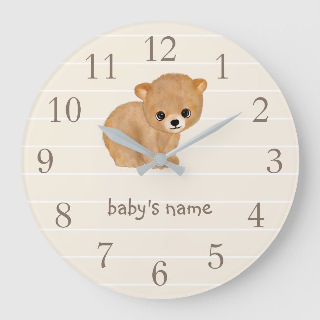 Personalized Bear Nursery Wall Clock (Front)