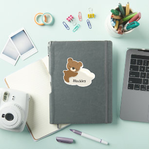 Personalized Bear on Cloud Sticker / Label