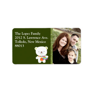 Personalized Bear Photo Christmas Mailing Label