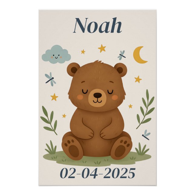  Personalized Bear Poster for Kids  (Front)