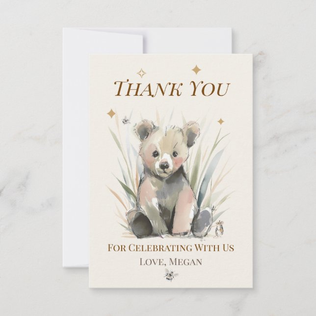 Personalized Bear Thank You Note Card (Front)