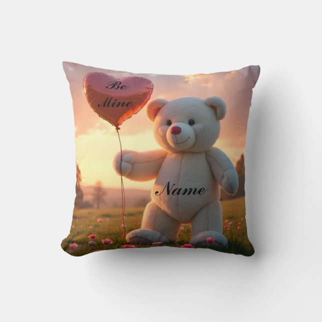 Personalized Bear Valentine  Throw Pillow (Front)