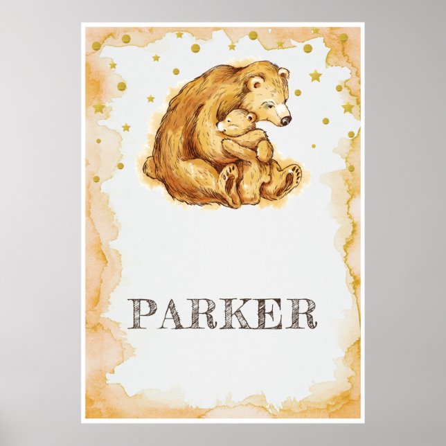 Personalized Bear watercolor Poster (Front)
