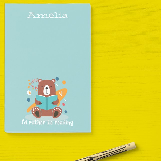 Personalized Bear with Book  Post-it Notes (Creator Uploaded)