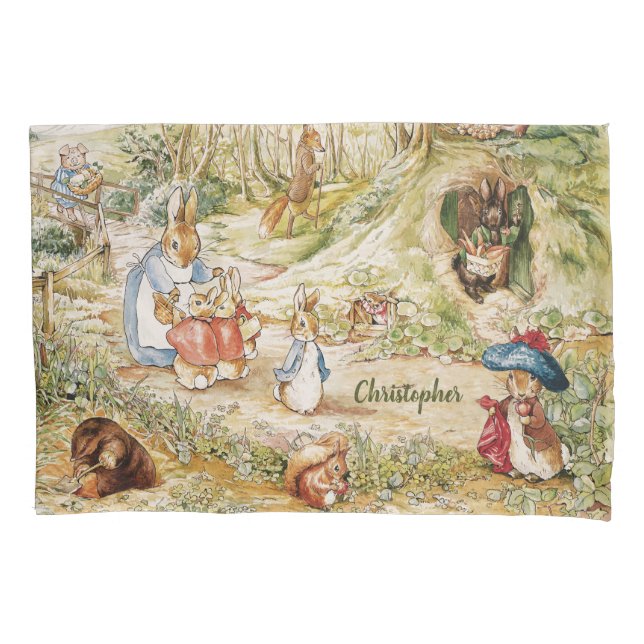 Personalized Beatrix Potter Friends Pillow Case (Front)