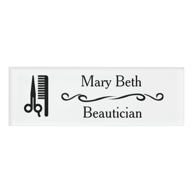 Personalized Beautician Beauty Salon Name Tags (Front)