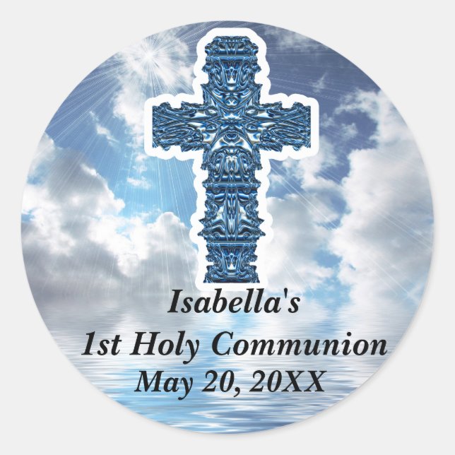 Personalized Beautiful 1st Holy Communion Stickers (Front)