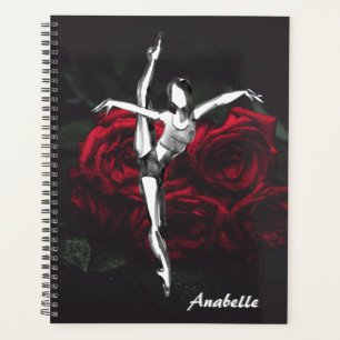 Personalized Beautiful Ballerina and Roses Ballet Planner