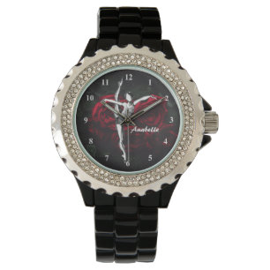 Personalized Beautiful Ballerina and Roses Ballet Watch