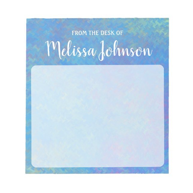 Personalized Beautiful Blue Marbling Notepad (Front)