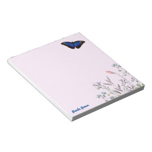 Personalized Beautiful Blue Morpho Butterfly Lilac Notepad