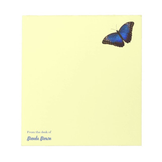 Personalized Beautiful Blue Morpho Butterfly Notepad (Front)