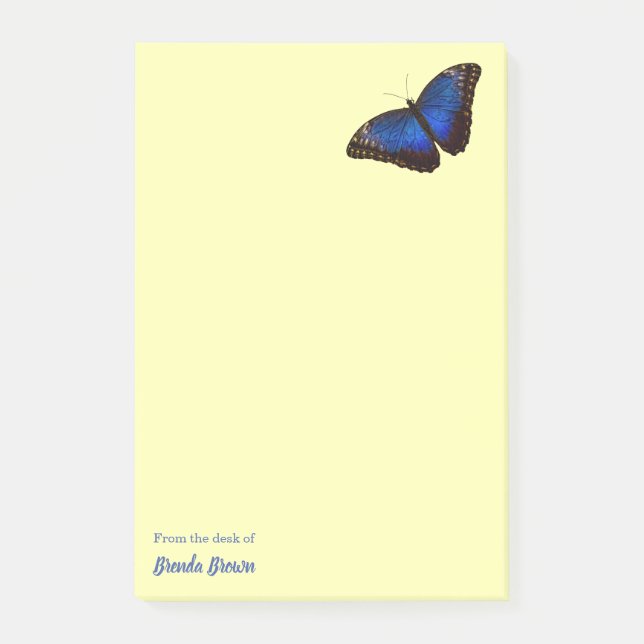 Personalized Beautiful Blue Morpho Butterfly Post-it Notes (Front)
