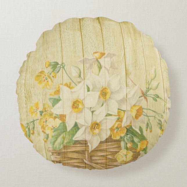 Personalized beautiful colorful daffodils round pillow (Front)