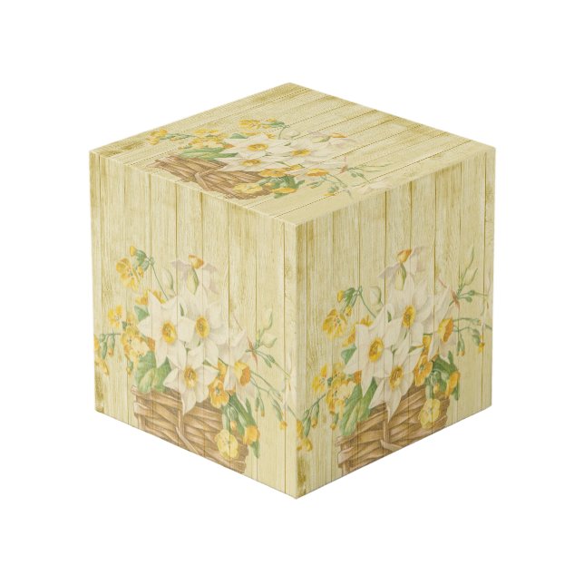 Personalized beautiful colourful daffodils cube (Front Angled)