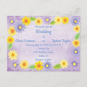 Personalized beautiful colourful daisies wedding postcard