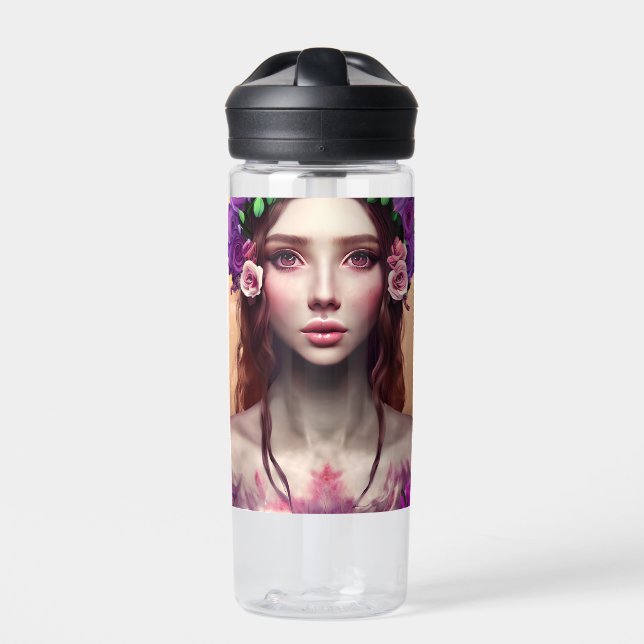 Personalized Beautiful Enchantress Fantasy AI Art Water Bottle (Front)