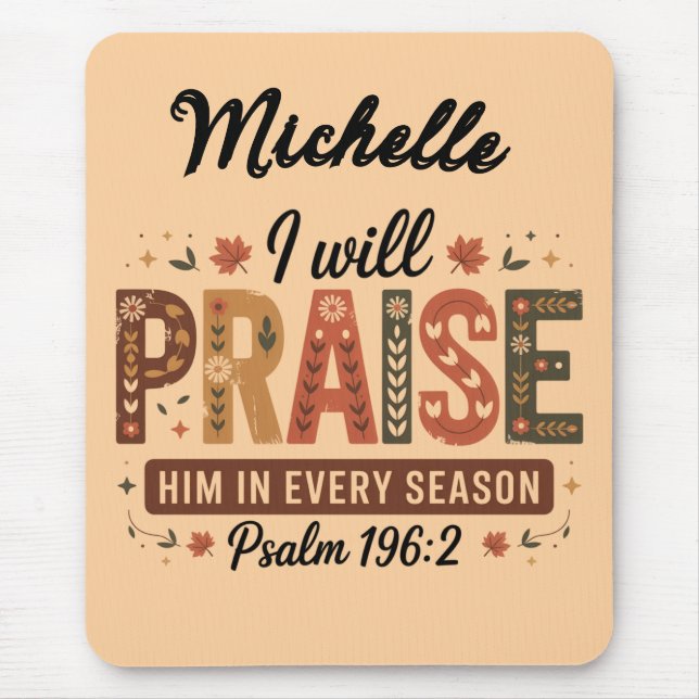 Personalized Beautiful Fall/Thanksgiving Christian Mouse Pad (Front)