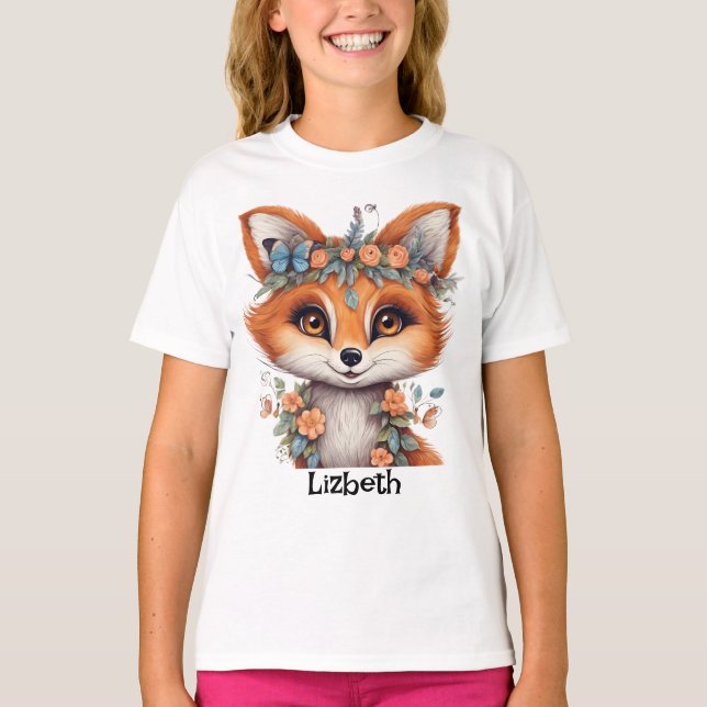 Personalized Beautiful Fox T-Shirt: Graceful and C T-Shirt (Front)