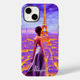 Personalized Beautiful Girl Eiffel Tower Paris Case-Mate iPhone 14 Case