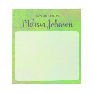 Personalized Beautiful Lime Green Marbled Art Notepad