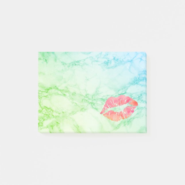 Personalized Beautiful Lips on marble Post-it Notes (Front)