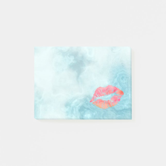 Personalized Beautiful Lips on marble Post-it Notes (Front)