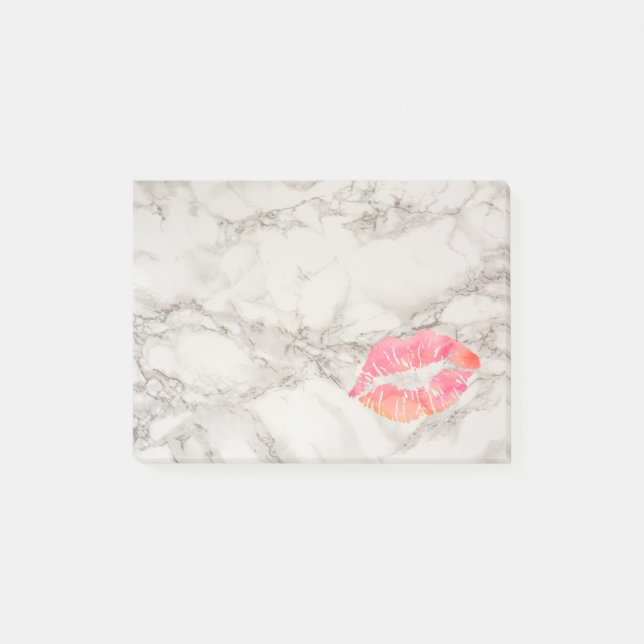 Personalized Beautiful Lips on marble Post-it Notes (Front)