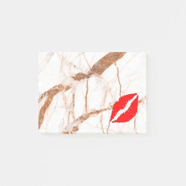 Personalized Beautiful Lips on marble Post-it Notes (Front)