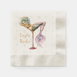 Personalized Beautiful Mermaid Martini Napkin