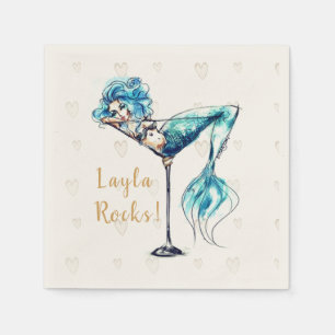 Personalized Beautiful Mermaid Martini Napkin