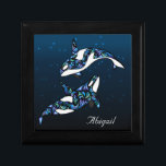 Personalized Beautiful Orca Whales Gift Box<br><div class="desc">Personalized Beautiful Orca Whales Compact Mirror with a starry background in shades of blue,  white and black.  This design is great for everyday use and makes a great wedding party gift for bridesmaids. ~</div>