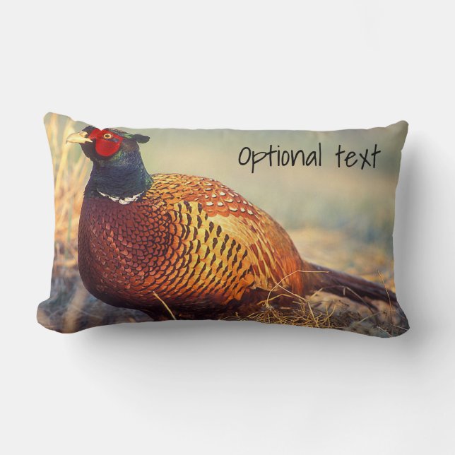 Personalized Beautiful Photograph of a Pheasant Lumbar Pillow (Front)