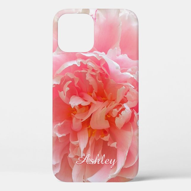 Personalized Beautiful Pink Hawaiian Coral Peony Case-Mate iPhone Case (Back)