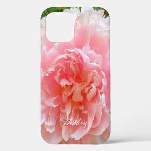 Personalized Beautiful Pink Hawaiian Coral Peony iPhone 12 Case