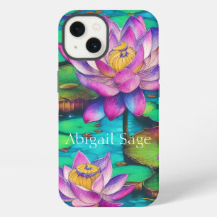 Personalized Beautiful Pink Lotus Flower Scene iPhone 13 Case